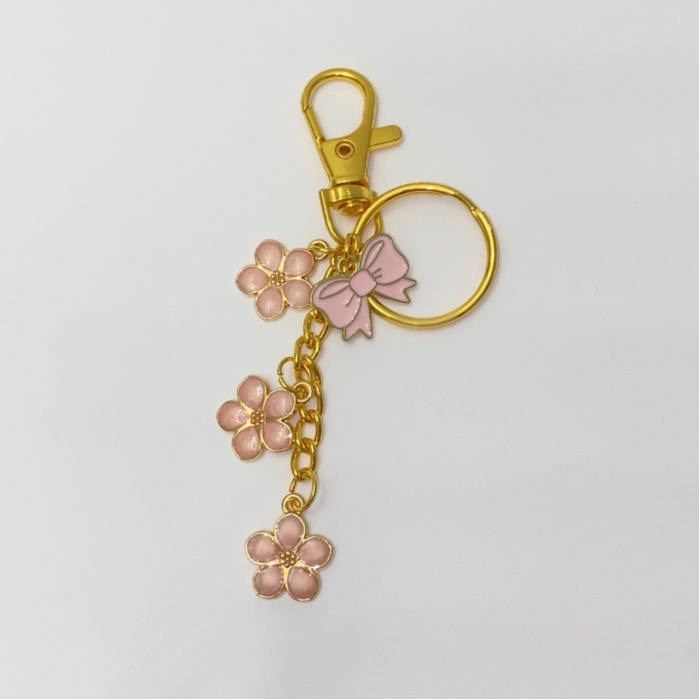 Handmade Cherry Blossoms Keychain & Bag Charm with Pink Bow 🌸🎀